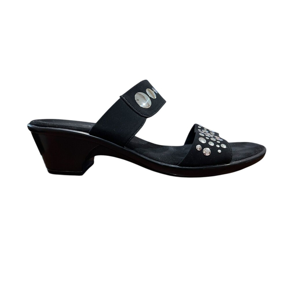 Onex Sonic Black w Silver Dots Comfort Slide Sandals Heels  US 8  Summer Vacay - Picture 6 of 13